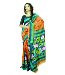 Glistering Flowery Multi Colour Designer Silk Batik Saree DSCA0310